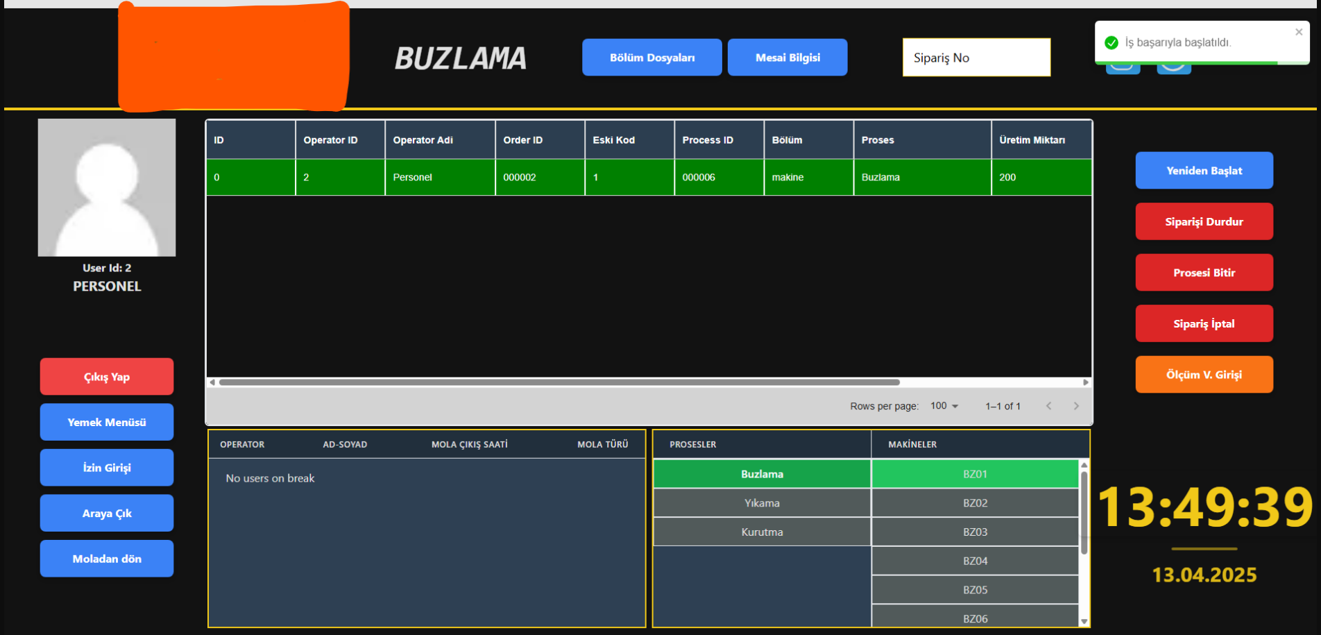 Web Tabanlı MES – Üretim Operasyon ve Proses Takip Sistemi